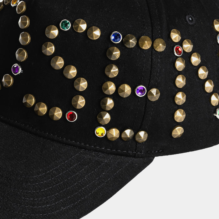 Studs Snapback Mens Hat (Black/Gold)