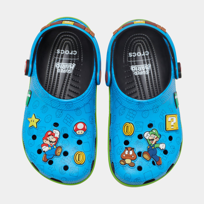 Super Mario Classic Clog Grade School Sandals (Blue/Green) Free Shipping