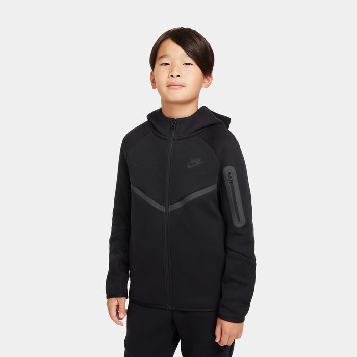 Tech Fleece Full Zip Grade School Hoodie (Obsidian/Black/Black)