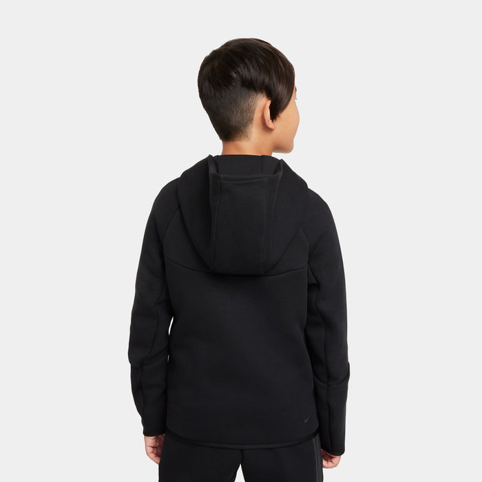 Tech Fleece Full Zip Grade School Hoodie (Obsidian/Black/Black)