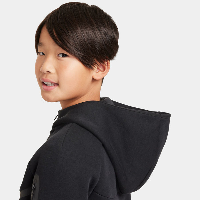 Tech Fleece Full Zip Grade School Hoodie (Obsidian/Black/Black)