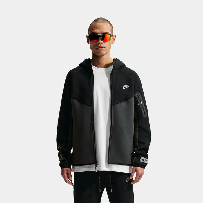 Tech Fleece Full Zip Windrunner Mens Jacket (Black/Dark Smoke Grey/Neon Yellow)