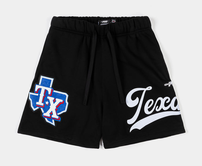 Texas Rangers Living Large Fleece Mens Shorts (Black/White)