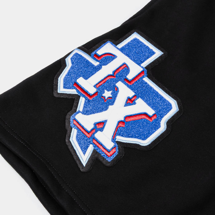 Texas Rangers Living Large Fleece Mens Shorts (Black/White)