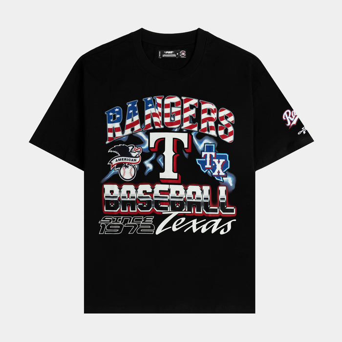 Texas Rangers Victory Drop Shoulder Mens Short Sleeve Shirt (Black/Red)