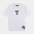 Texas Rangers Wingspan Drop Shoulder Mens Short Sleeve Shirt (White/Red)