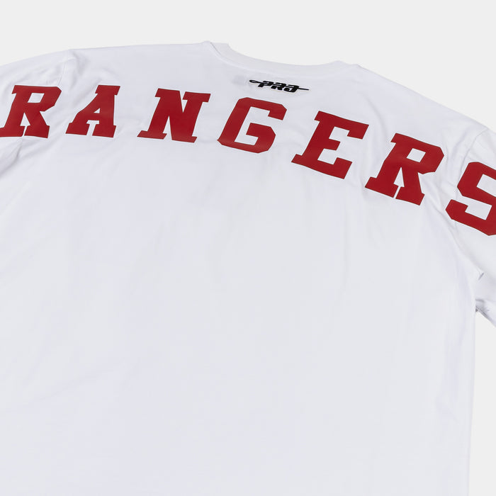 Texas Rangers Wingspan Drop Shoulder Mens Short Sleeve Shirt (White/Red)