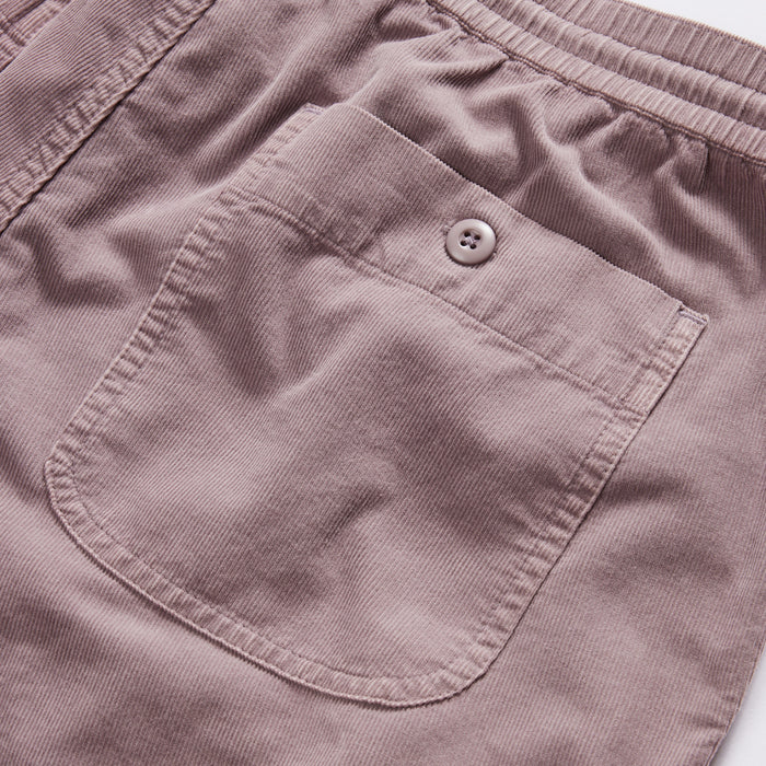 material shot of the back pocket on The Apres Short in Poppy Seed Micro Cord