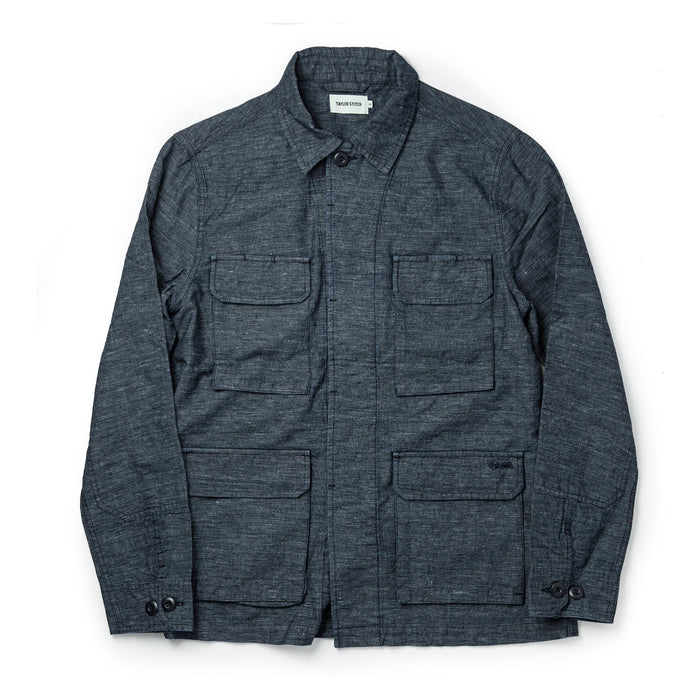 flatlay of The BDU Shirt Jacket in Indigo Slub