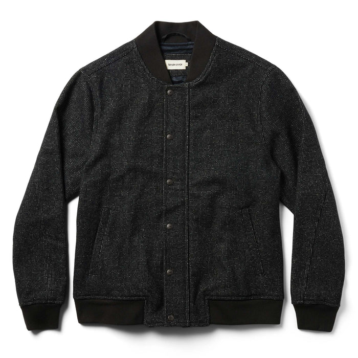 flatlay of The Bomber Jacket in Charcoal Wool
