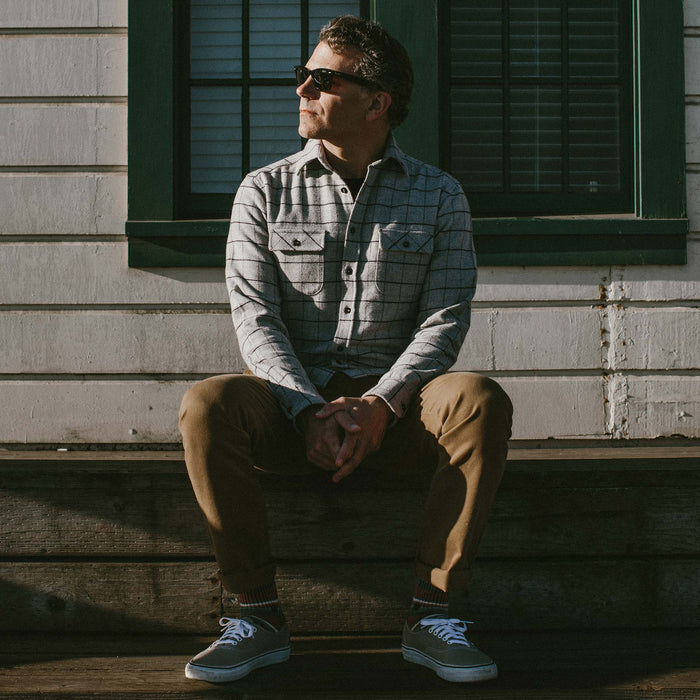 Our fit model wearing The California outside.