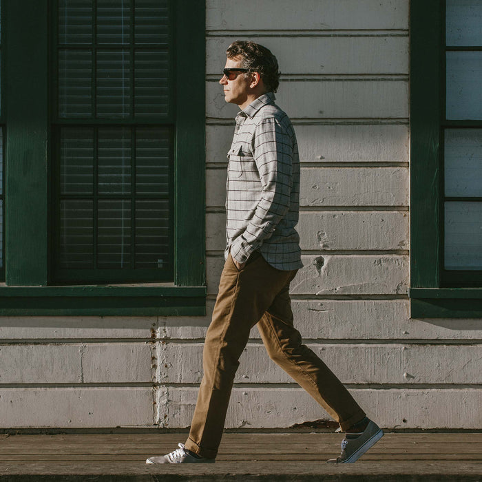 Our fit model wearing The California outside.