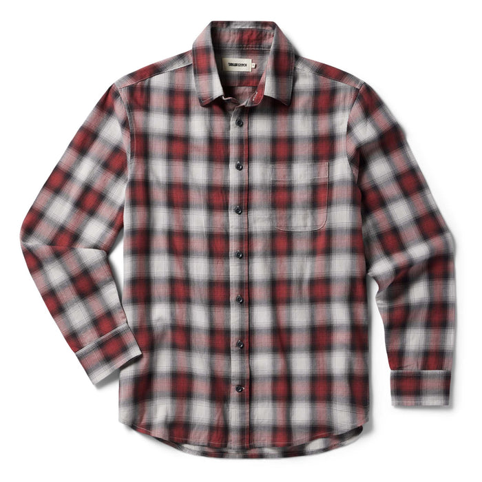 flatlay of The California in Brick Plaid Ombre Twill