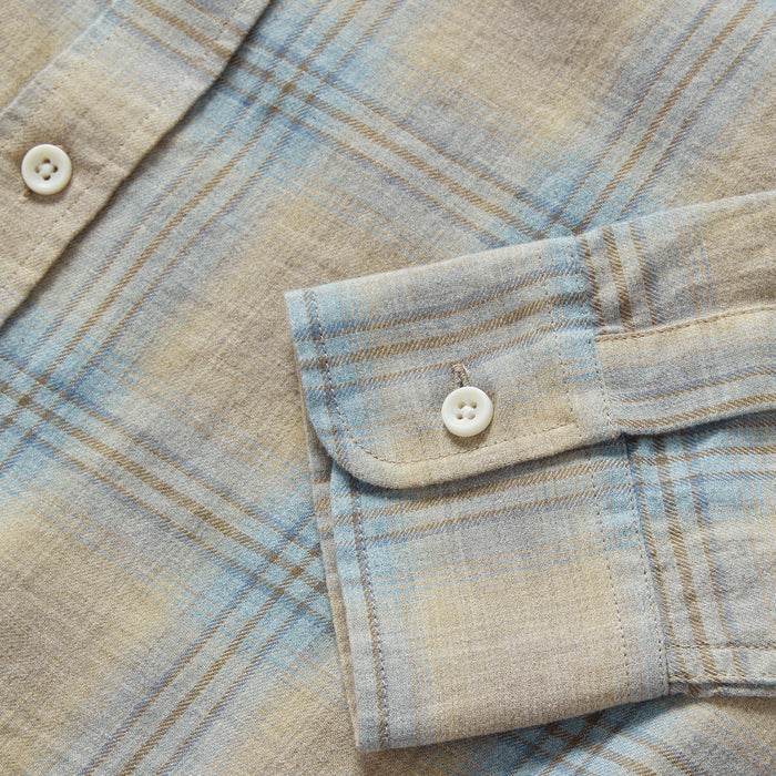 material shot of the cuffs on The California Heathered Sky Plaid