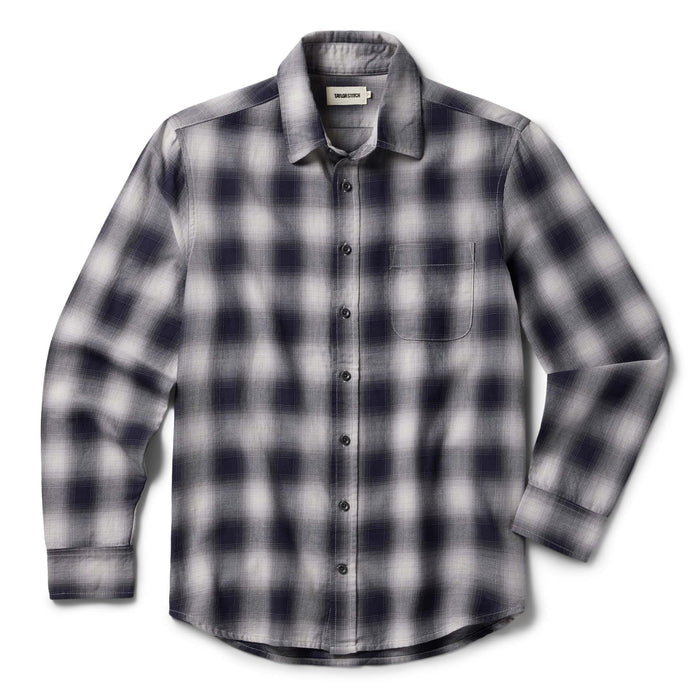 flatlay of The California in Storm Plaid Ombre Twill