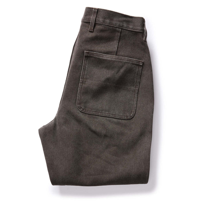 folded flatlay of the back of The Camp Pant in Soil Chipped Canvas