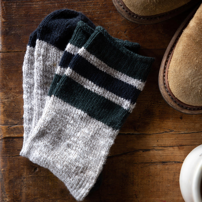 material shot of the The Camp Sock in Heather Grey folded