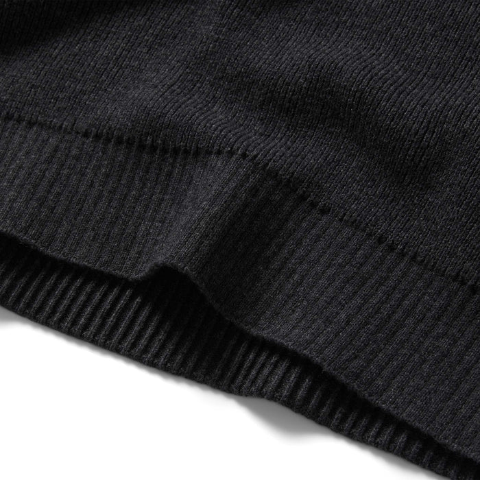 material shot of the rib at bottom of The Charleston Sweater in Heather Charcoal