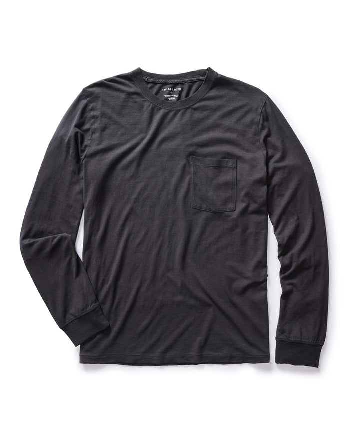 flatlay of The Cotton Hemp Long Sleeve Tee in Charcoal