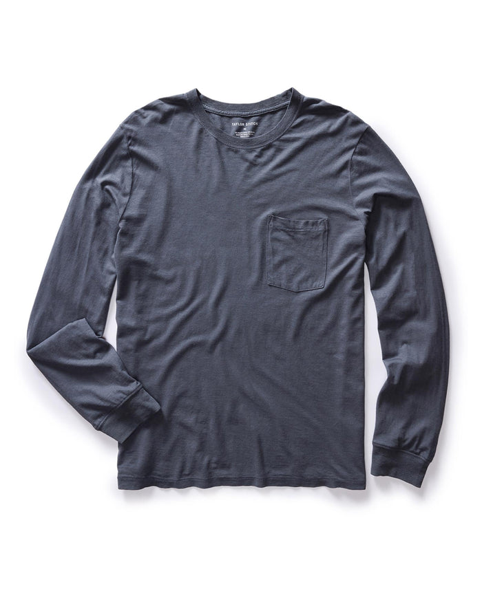 flatlay of The Cotton Hemp Long Sleeve Tee in Navy