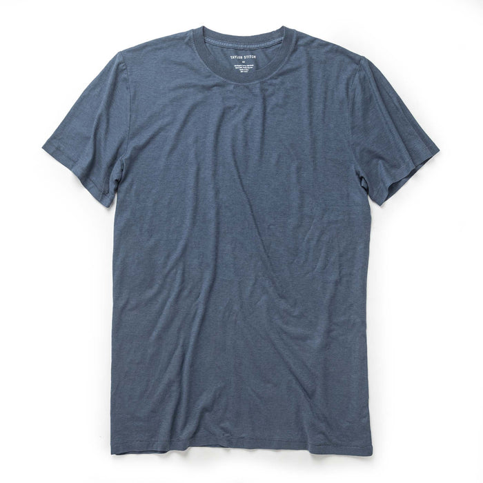 Flatlay of The Cotton Hemp Tee in Steel Blue