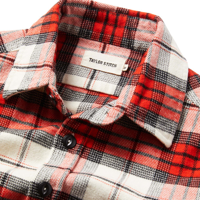 material shot of The Crater Shirt in Engine Plaid showing interior label