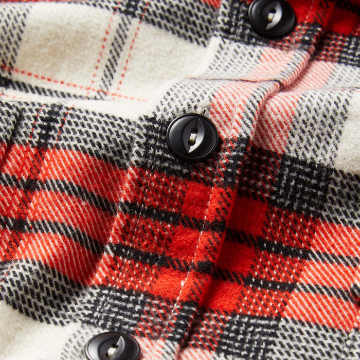 material shot of The Crater Shirt in Engine Plaid showing front placket and buttons