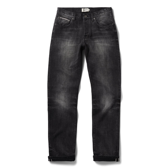 flatlay of The Democratic Jean in Black 3-Month Wash Selvage
