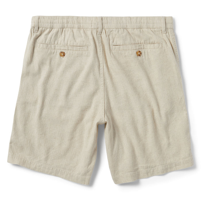 flatlay of the back of The Easy Short in Natural Herringbone