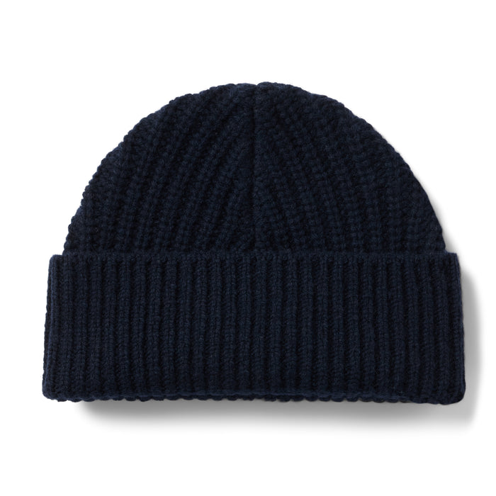 flatlay of The Fisherman Beanie in Dark Navy