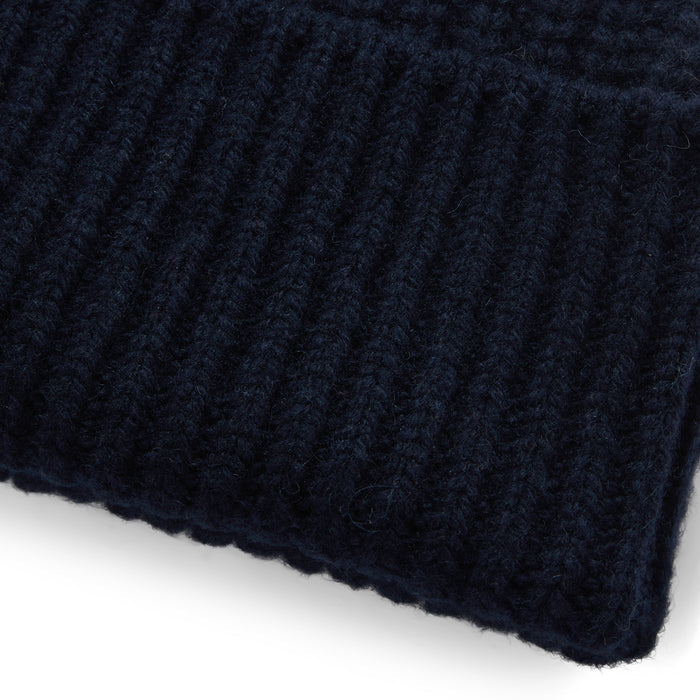 material shot of the rib on The Fisherman Beanie in Dark Navy