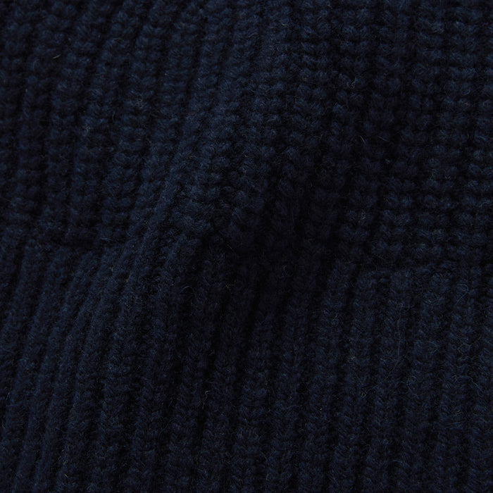 material shot of the material on The Fisherman Beanie in Dark Navy