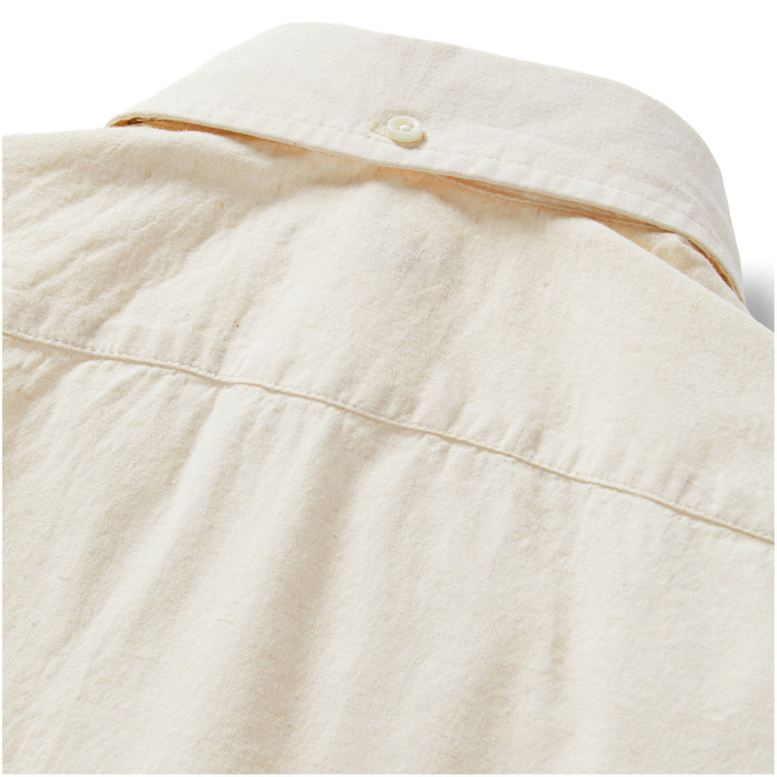 material shot of the back of the collar on The Jack in Heathered Oat