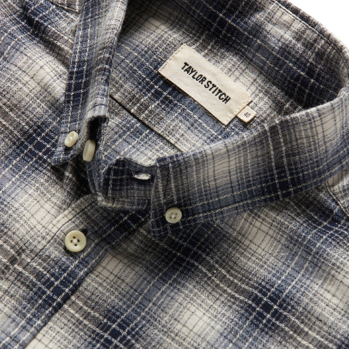 material shot of interior label of The Jack in Navy Plaid
