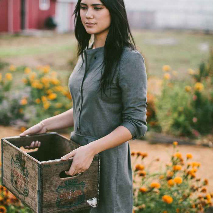 The Juniper Dress in Sage Brushed Cotton
