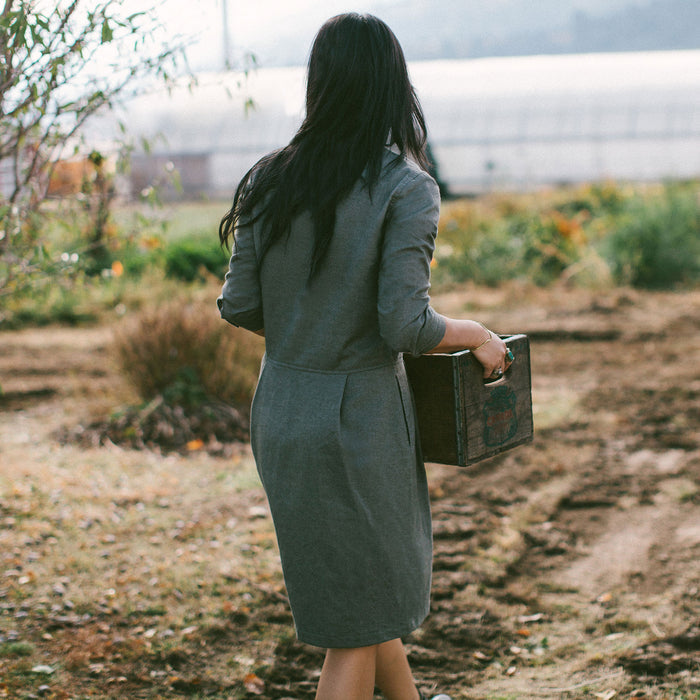 The Juniper Dress in Sage Brushed Cotton