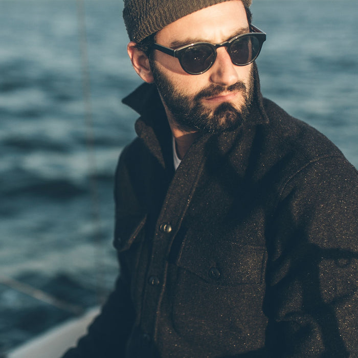 The Maritime Shirt Jacket in Charcoal Donegal Wool