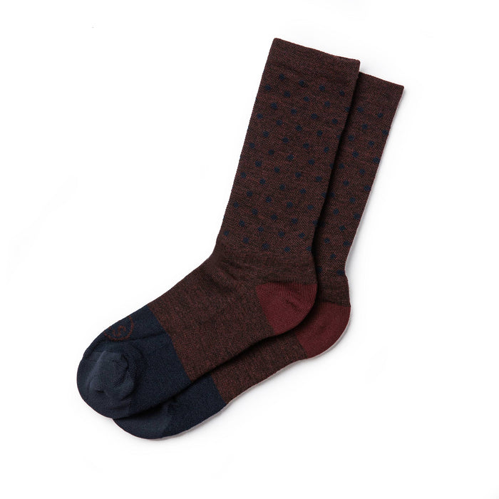 The Merino Sock in Maroon Dot