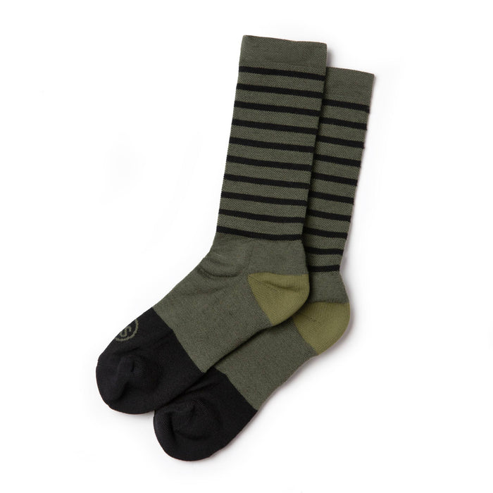 The Merino Sock in Olive Stripe