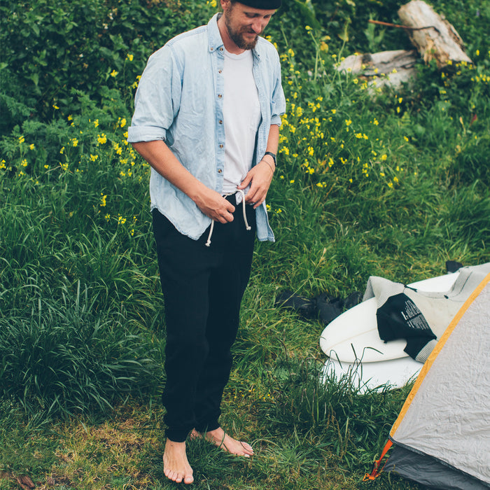 The Merino Sweatpant in Black Fleece