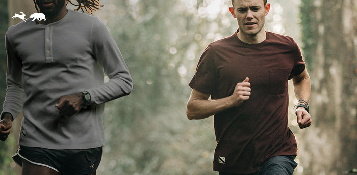 workshop header [tl] model wearing merino tee on trail