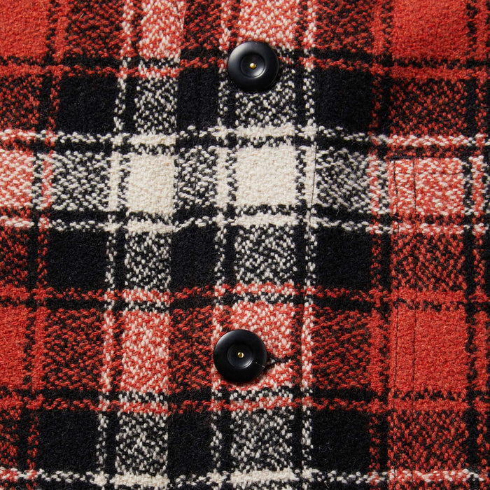 material shot of jacket with close up of placket and buttons