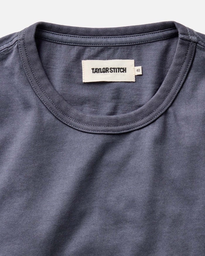 material shot of sleeve detail on The Organic Cotton Tee in Navy