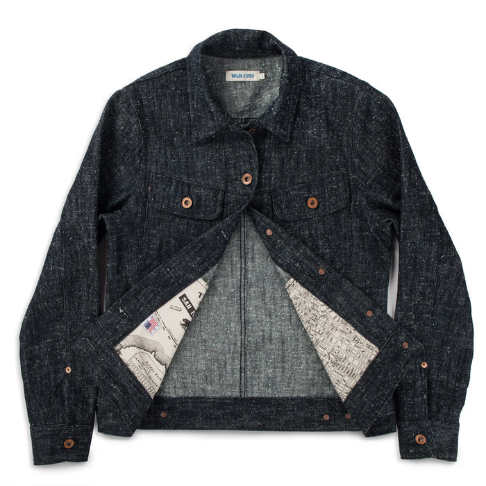 The Pacific Jacket in Indigo Silk Denim