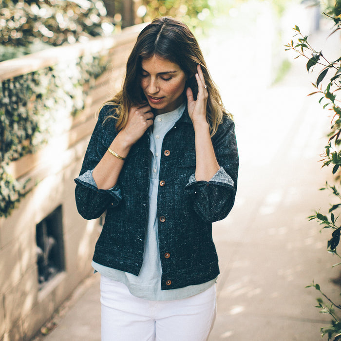 The Pacific Jacket in Indigo Silk Denim