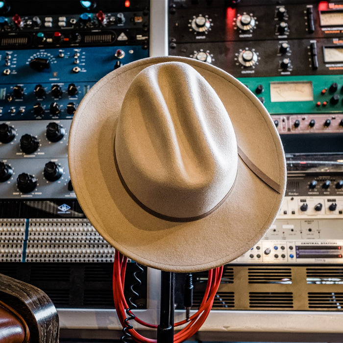 material shot of The Packable Lane Splitter in Mushroom, resting on recording equipment