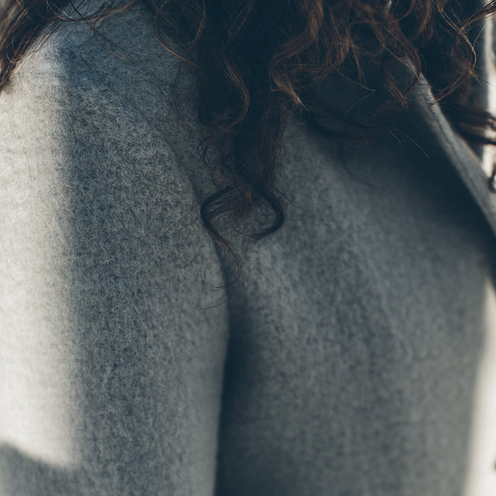 Our fit model in the Porter Coat