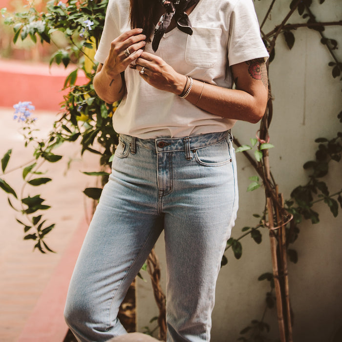 The Rosie Jean in Washed Cone Mills Denim
