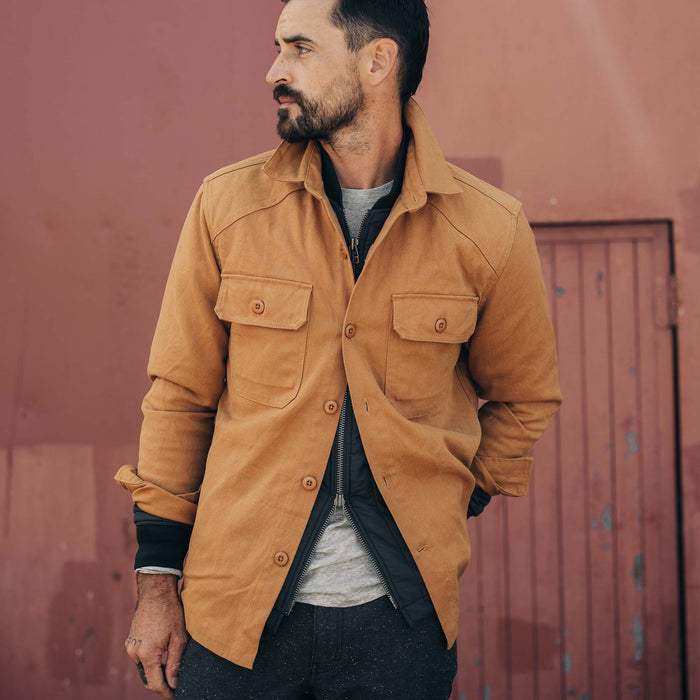 fit model in The Shop Shirt in Cedar Boss Duck