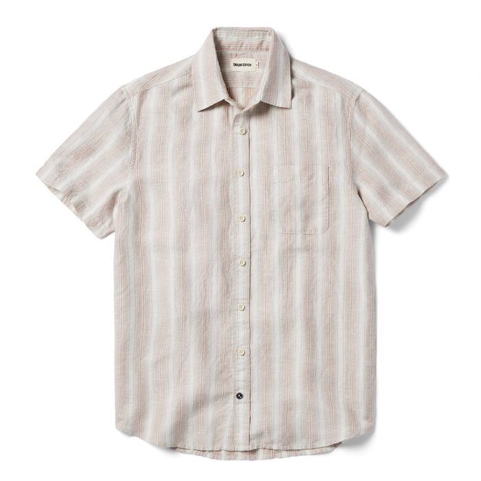 flatlay for The Short Sleeve California in Dusty Rose Stripe